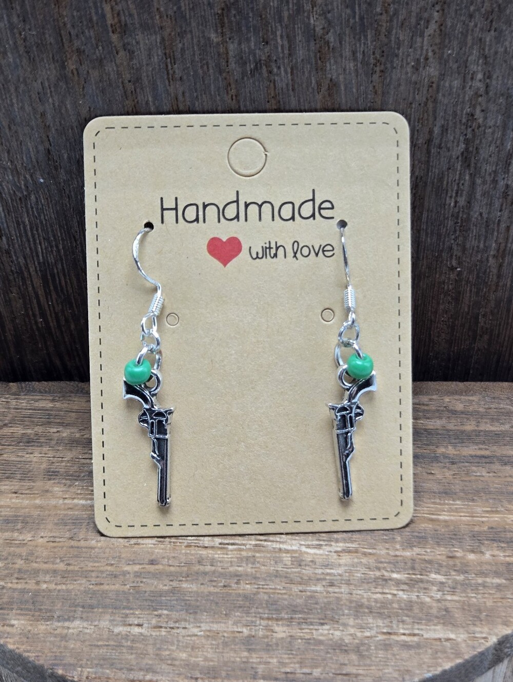 NWT Western Pistol Earrings Pierced Cowgirl Revolver Dangle Drop Fashion Costume